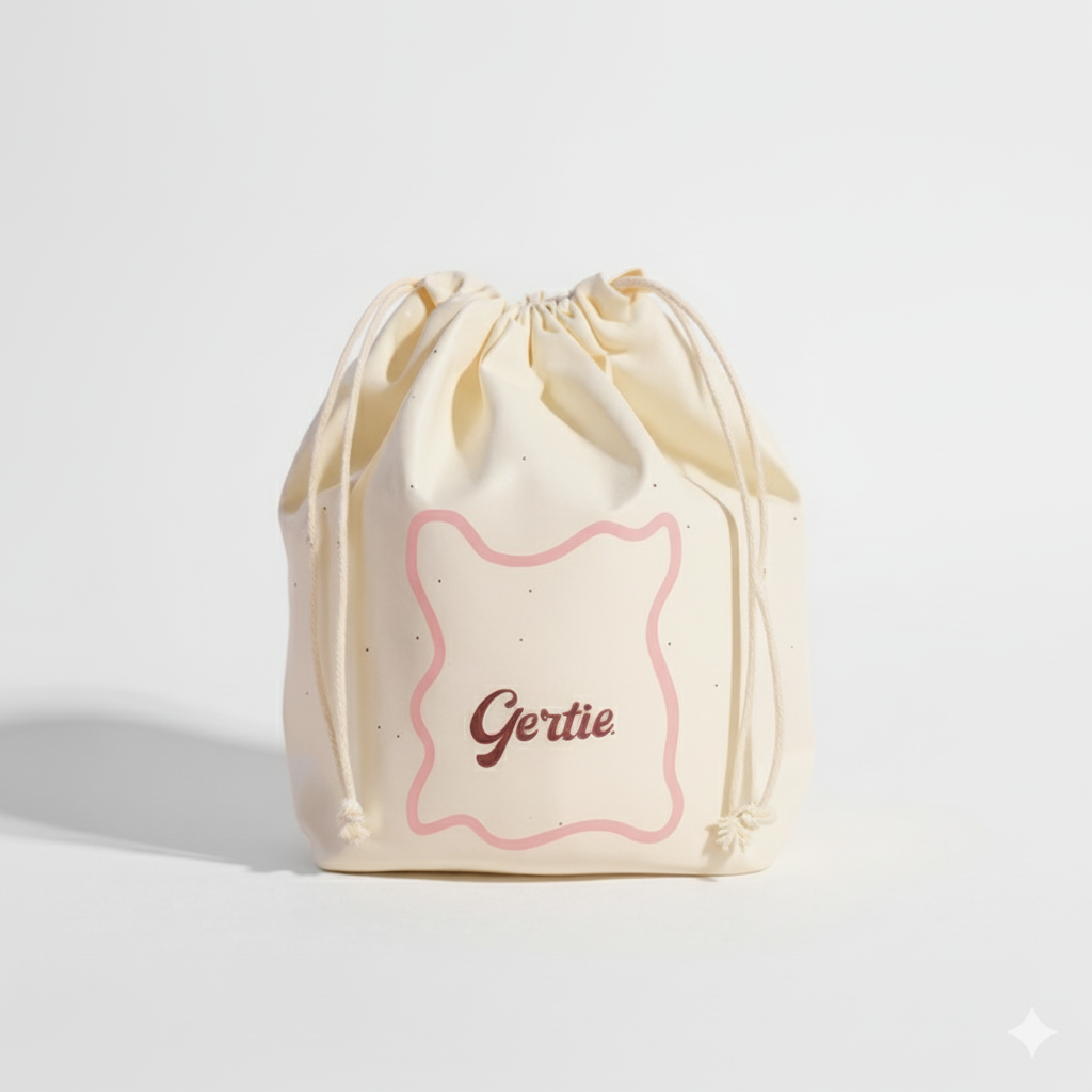 Gertie Drawstring Bag with Gray Background