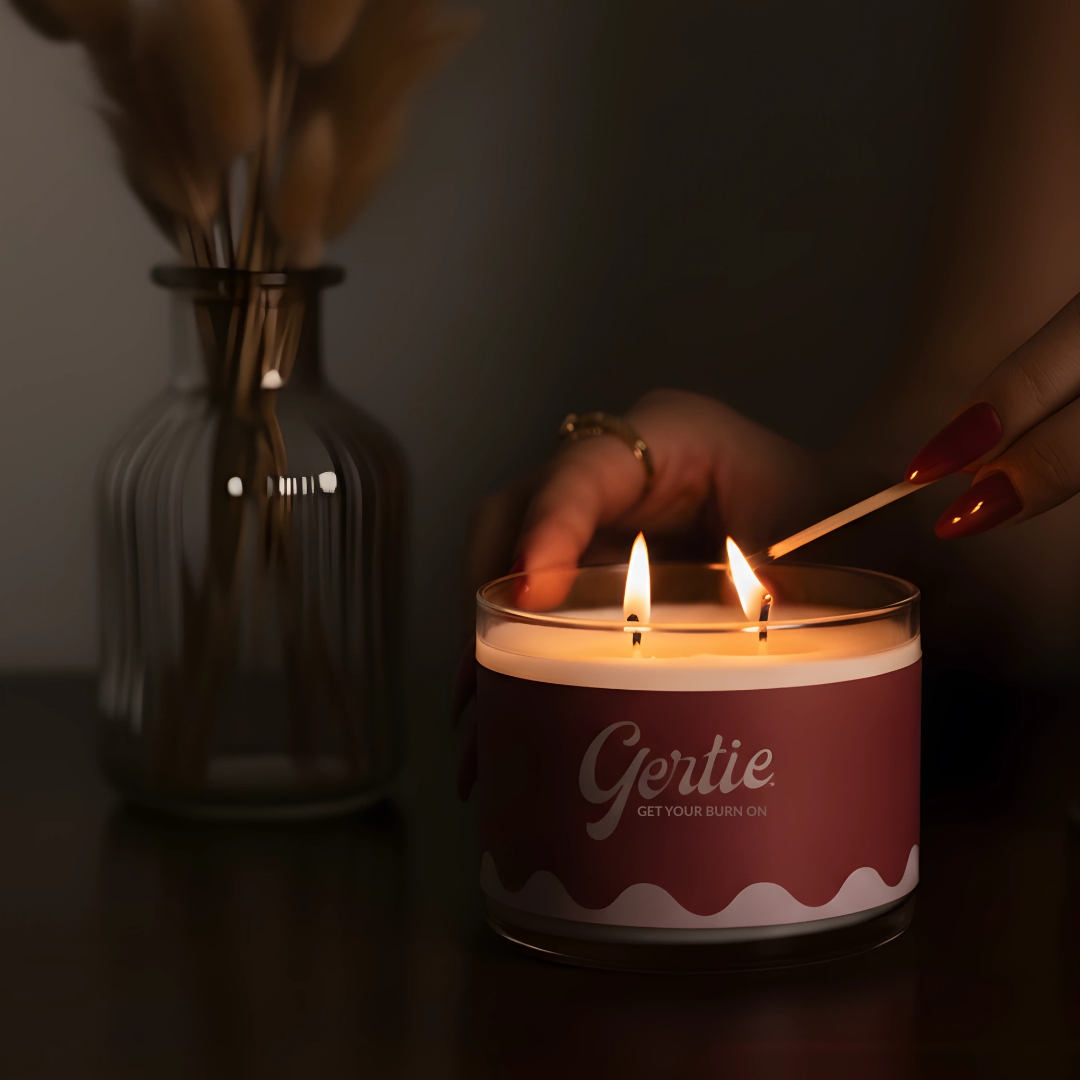 Gertie Candle being lit with a match