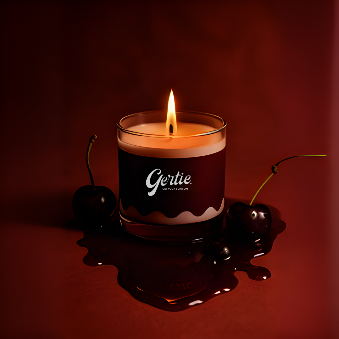 Gertie Red Velvet candle with cherries