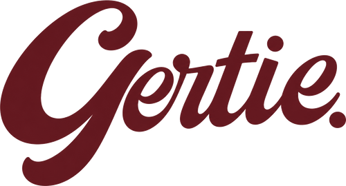 Gertie wordmark burgundy