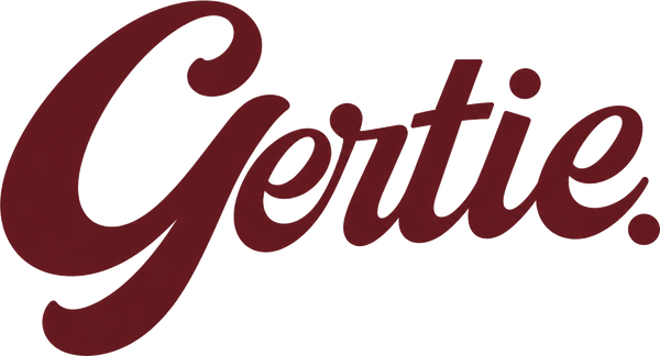 Gertie wordmark burgundy